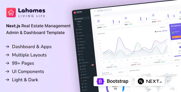 Lahomes - Nextjs Real Estate Management Admin & Dashboard Template