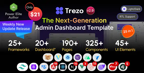 Trezo - Tailwind, Bootstrap, Material, React, Angular, Vue, Laravel ASP.net Admin Dashboard Template