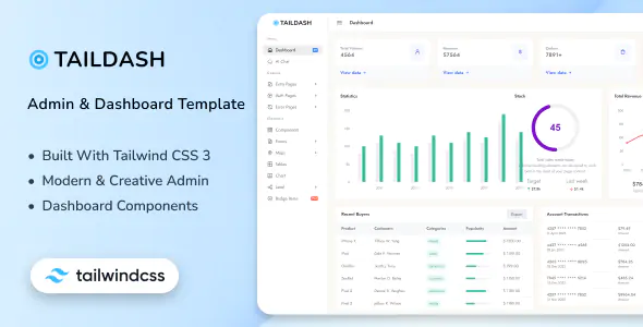 TailDash - Tailwind CSS 3 Admin Layout & UI Kit Template