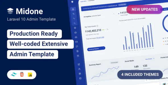 Midone - Tailwind CSS Laravel 11 Admin Dashboard Template + HTML Version