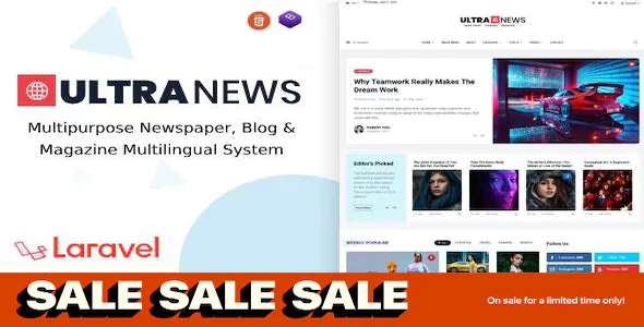 UltraNews - Laravel Newspaper, Blog Multilingual System with support AI Writer, Content Generator