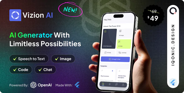 Vizion AI - AI Creator App with Flutter with ChatGPT-4o