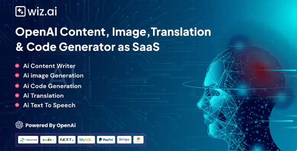 WizAI v1.5 - OpenAI Content, Image, Translation, ChatBot, and Speech to Text Generator SaaS Platform